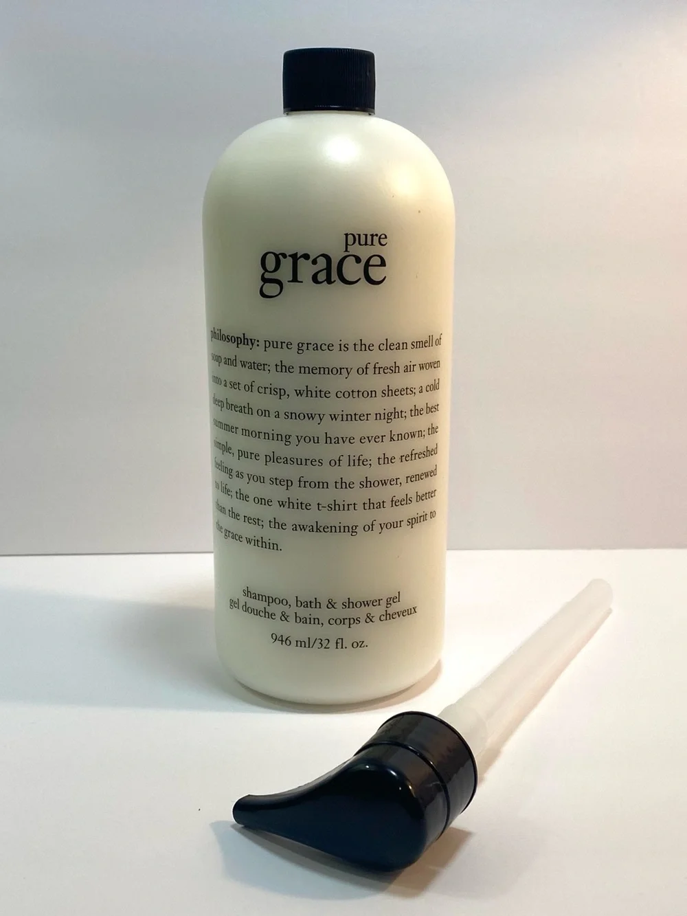 New Sealed Philosophy Pure Grace Jumbo 32 oz Shampoo Bath & Shower Gel + Pump